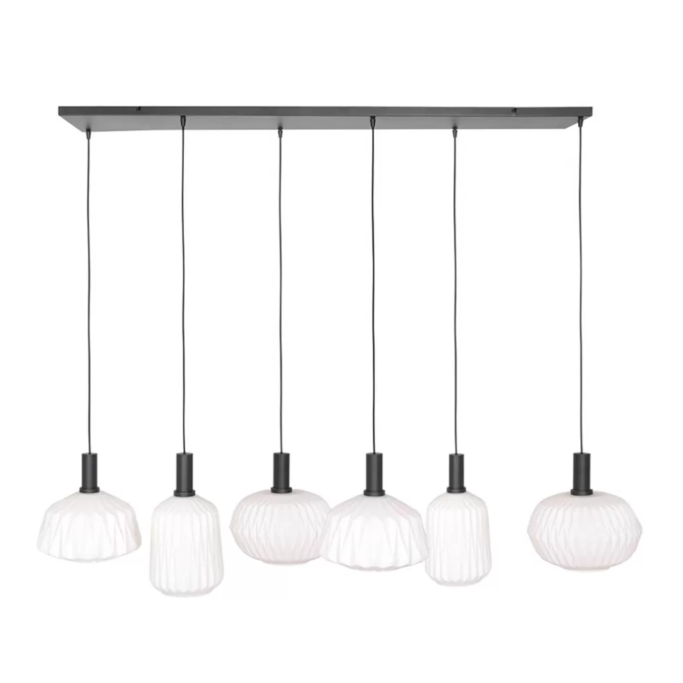 Outlet Straluma Retro 6-lichts hanglamp opaal glas met relief