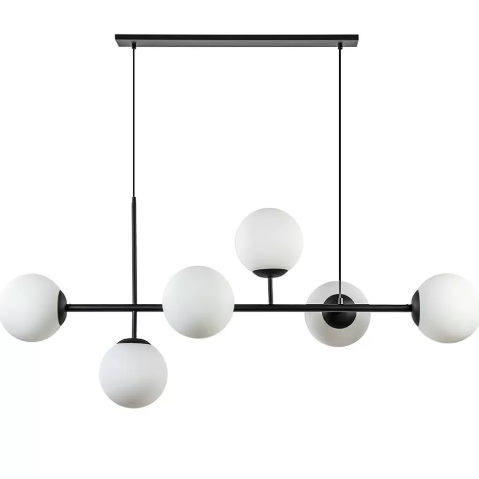 New Straluma Retro eettafel hanglamp zwart met witte glazen bollen