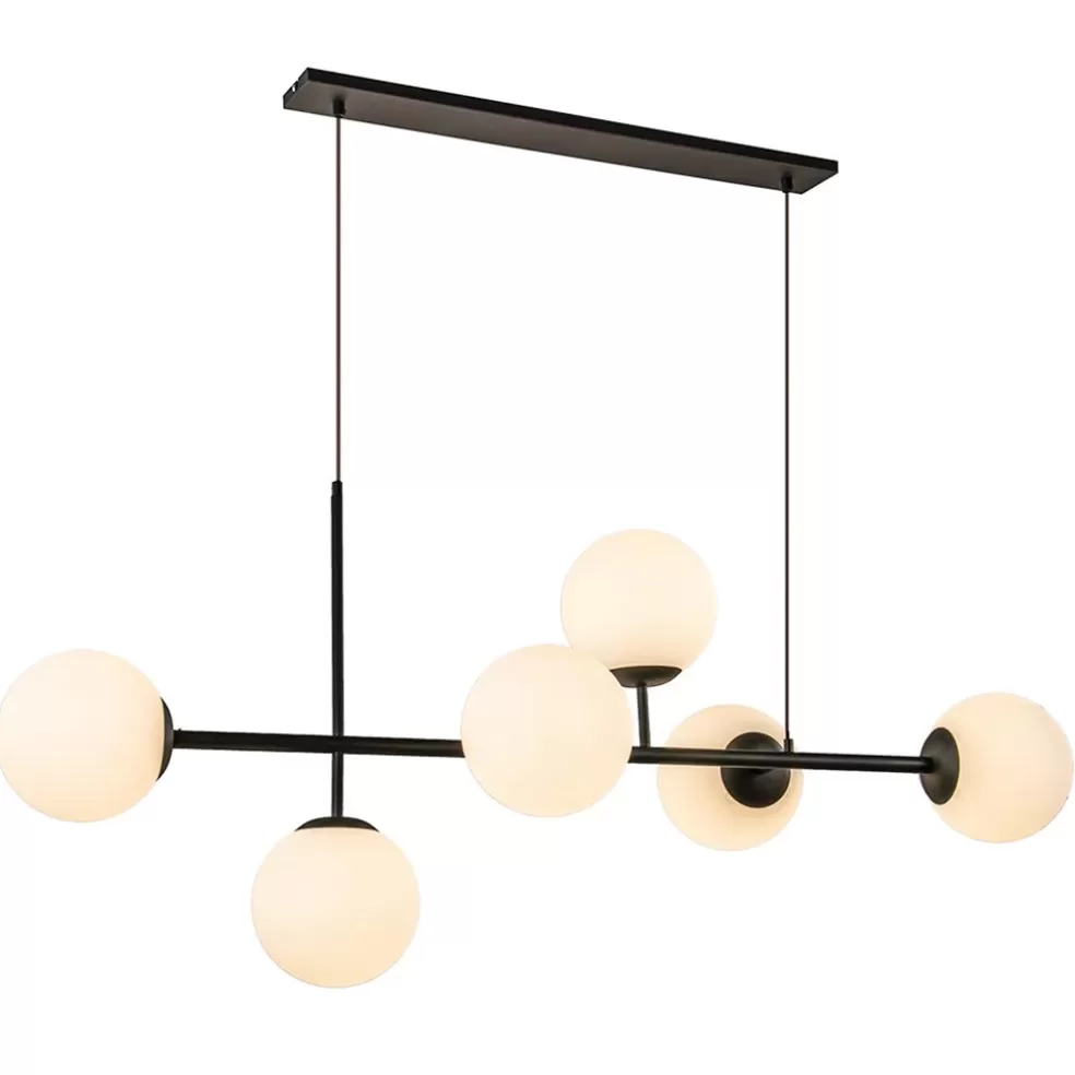 New Straluma Retro eettafel hanglamp zwart met witte glazen bollen