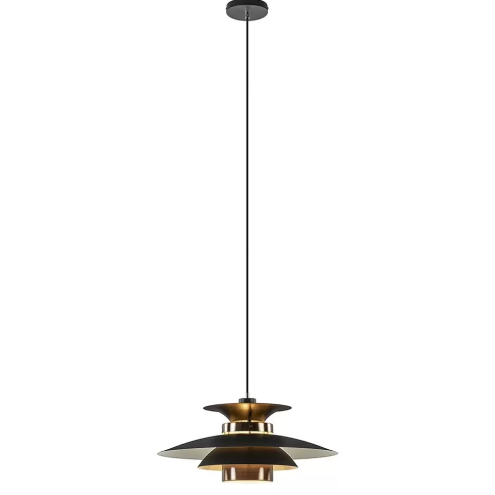 Outlet Straluma Retro hanglamp zwart met koper 50 cm