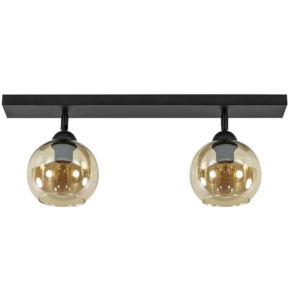 New Straluma Retro plafondlamp zwart met amber glas verstelbaar