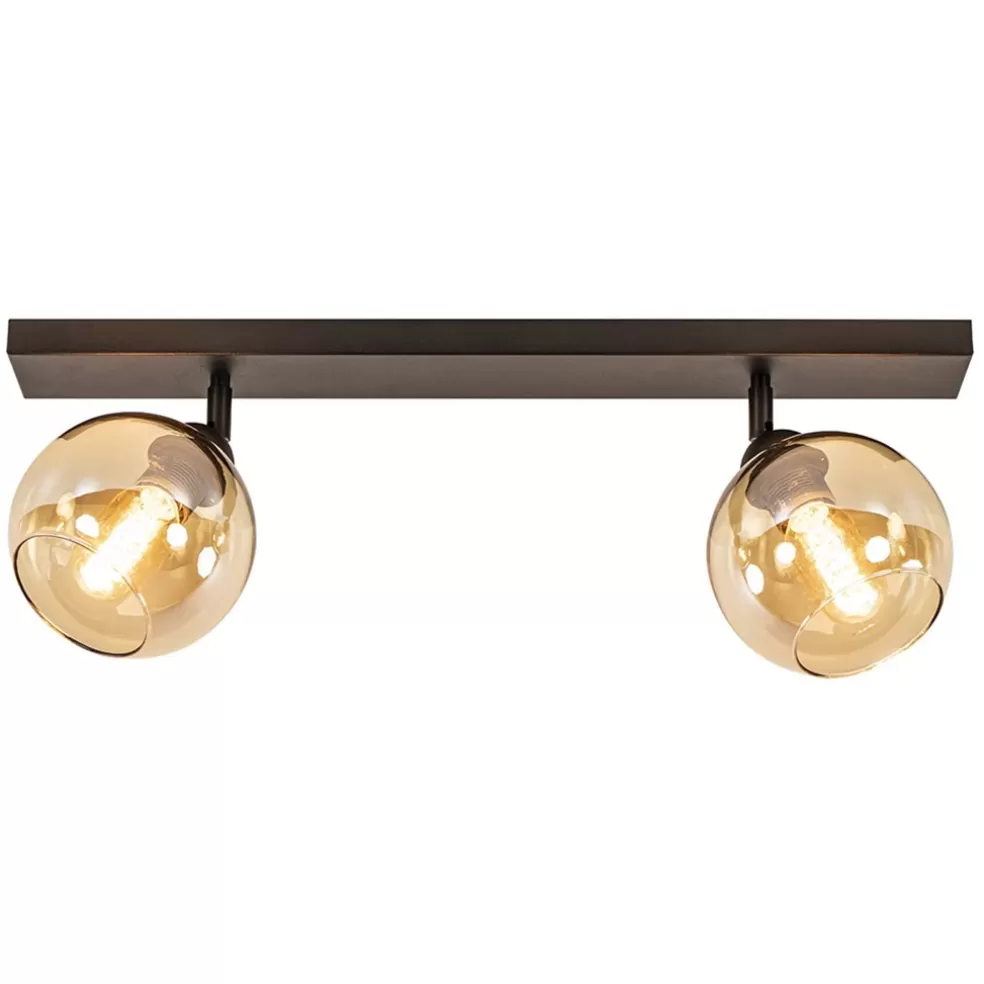 New Straluma Retro plafondlamp zwart met amber glas verstelbaar