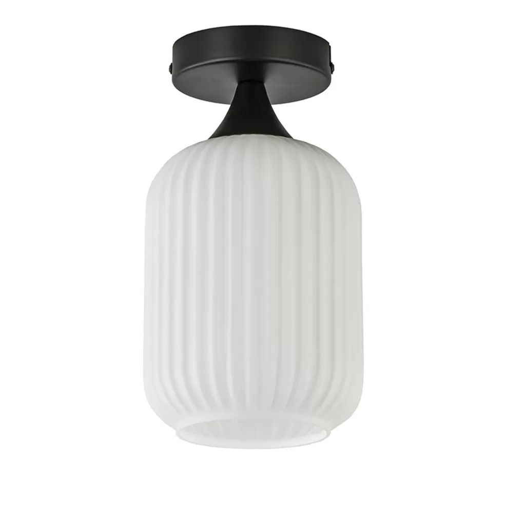 Clearance Straluma Retro plafondlamp zwart met wit glas