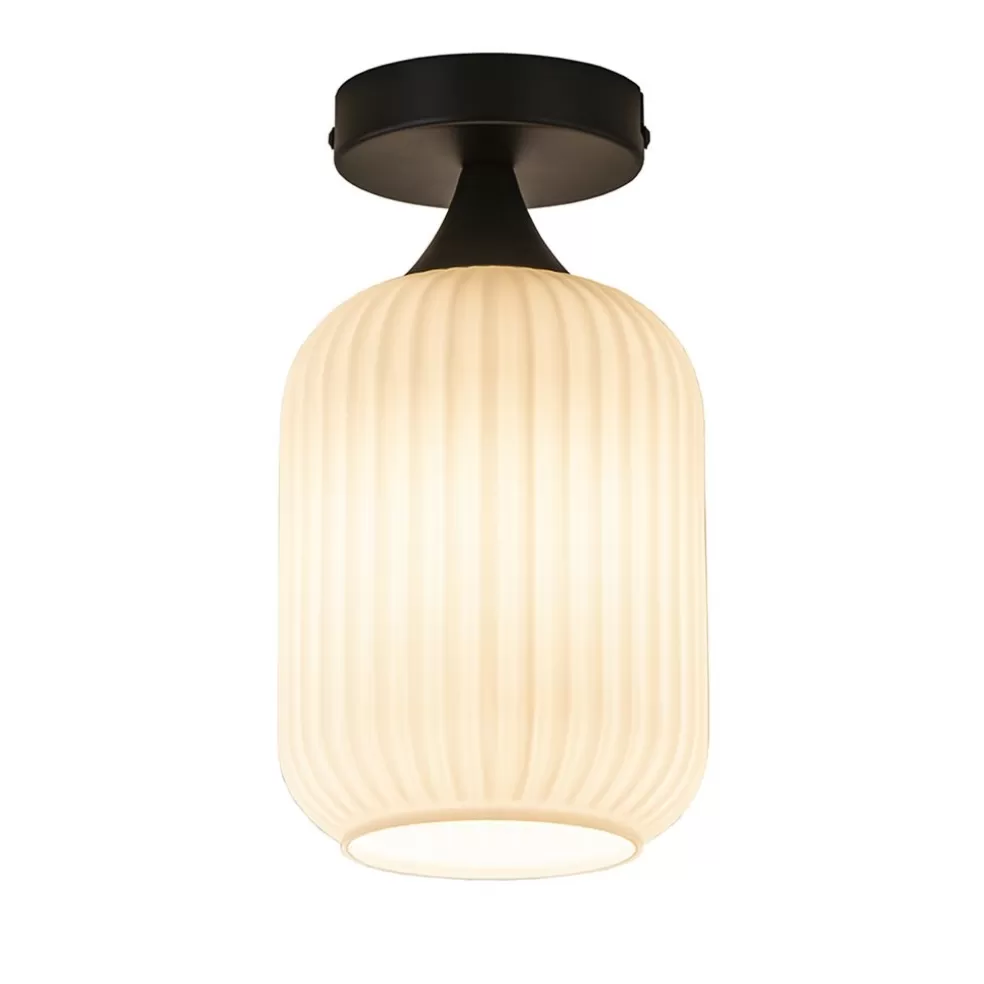 Clearance Straluma Retro plafondlamp zwart met wit glas