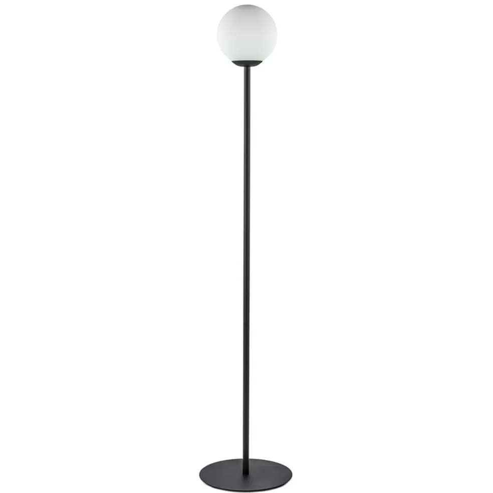 Online Straluma Retro vloerlamp mat zwart met witte glazen bol