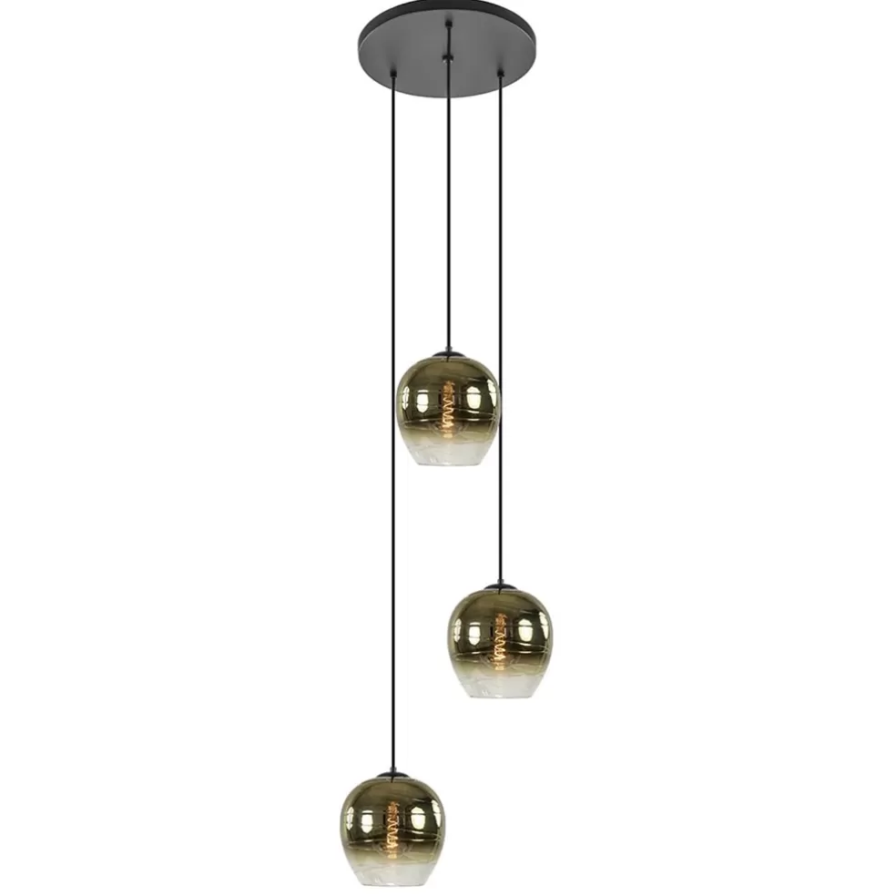 Best Straluma Ronde 3-lichts hanglamp golden gradient met zwart