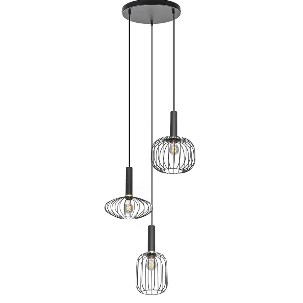 New Straluma Ronde 3-lichts hanglamp met draadkappen divers