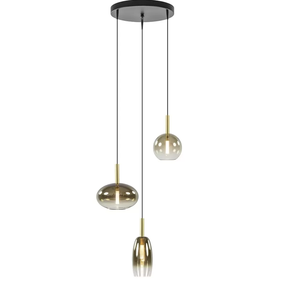 Clearance Straluma Ronde 3-Lichts LED hanglamp met gold fading glas