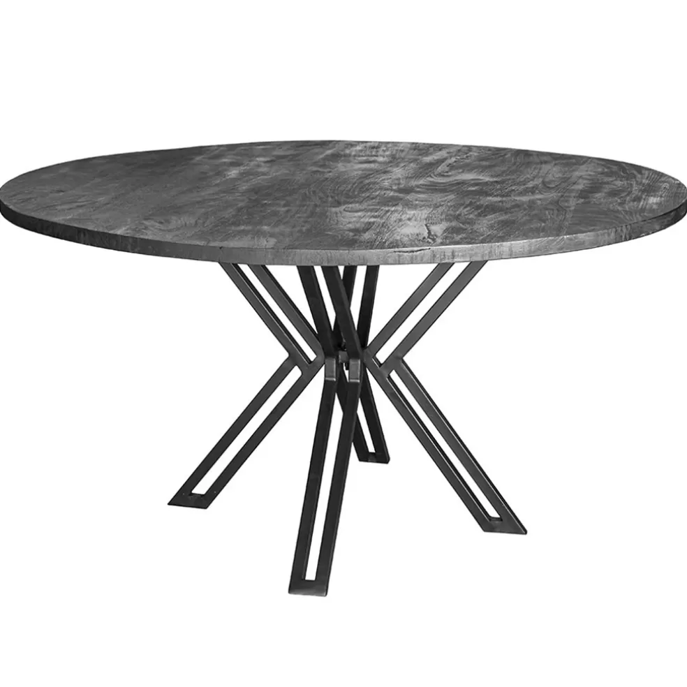 Fashion Straluma Ronde eettafel zwart mangohout met zwarte poot