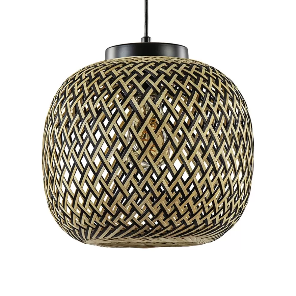 Store Straluma Ronde hanglamp bamboe naturel met zwart