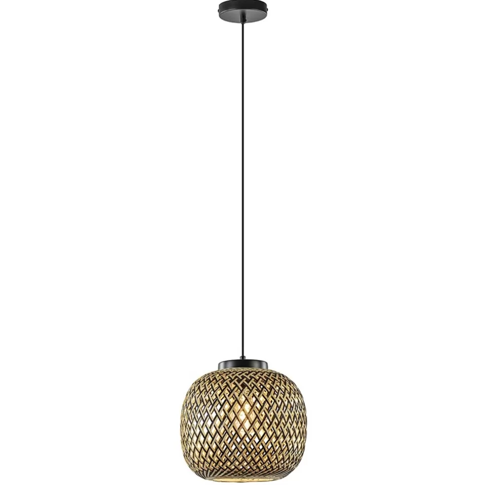 Store Straluma Ronde hanglamp bamboe naturel met zwart