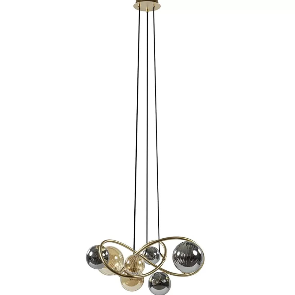 Best Sale Straluma Ronde hanglamp goud met amber en smoke glas