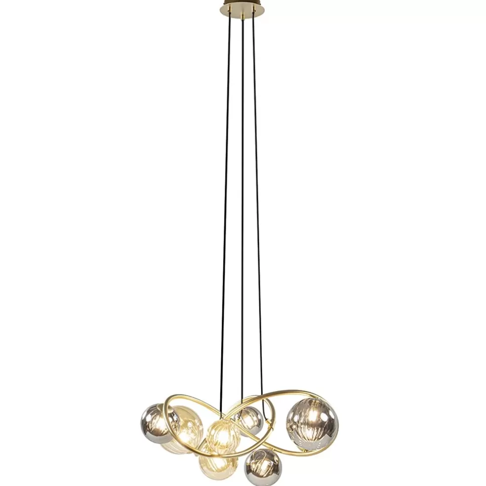 Best Sale Straluma Ronde hanglamp goud met amber en smoke glas