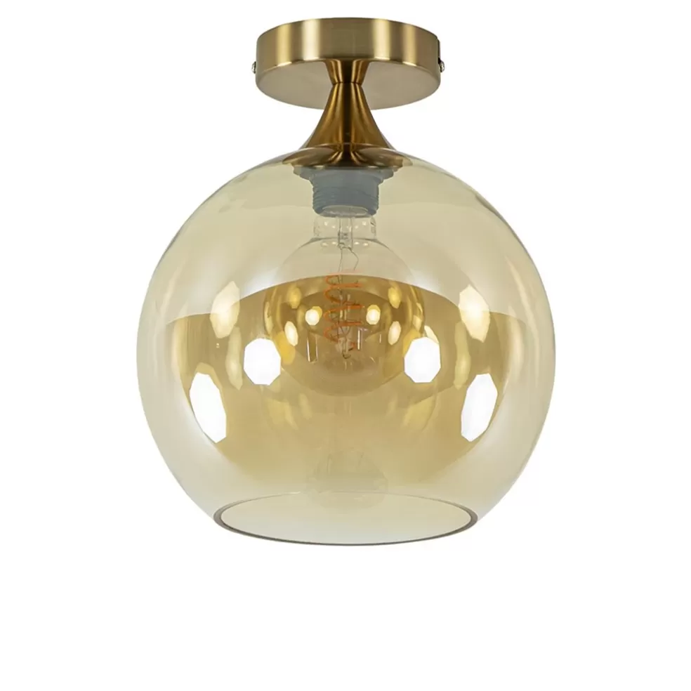 Clearance Straluma Ronde plafondlamp goud met amber glas