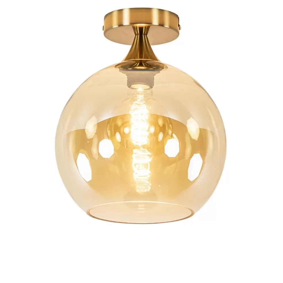 Clearance Straluma Ronde plafondlamp goud met amber glas