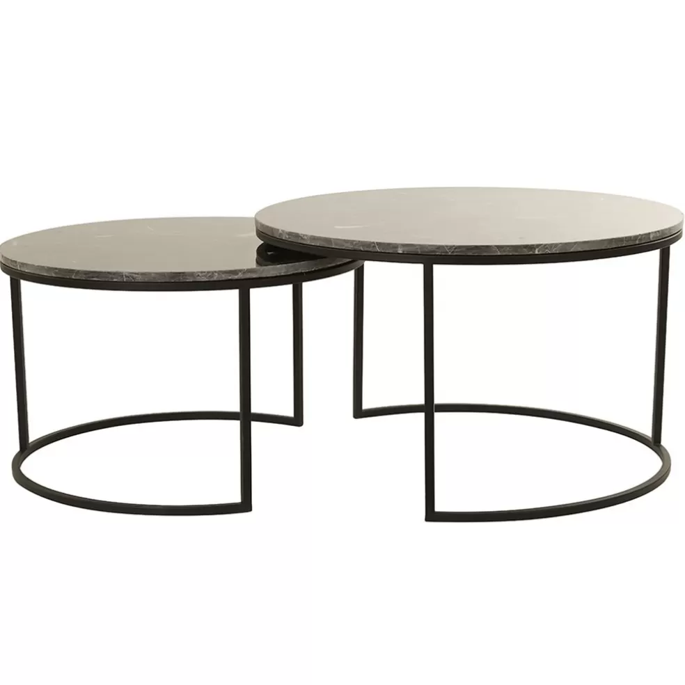 New Straluma Salontafel Alfio set van 2 bruin marmer met zwart