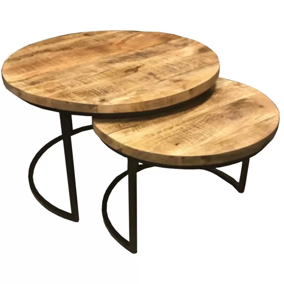 New Straluma Salontafel set van 2 rond hout