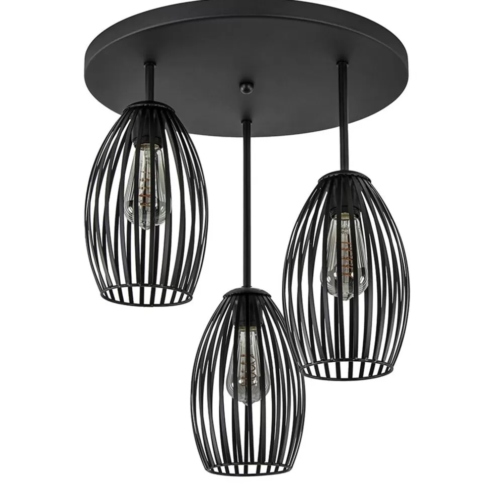 New Straluma Scandinavische 3-lichts plafondlamp mat zwart