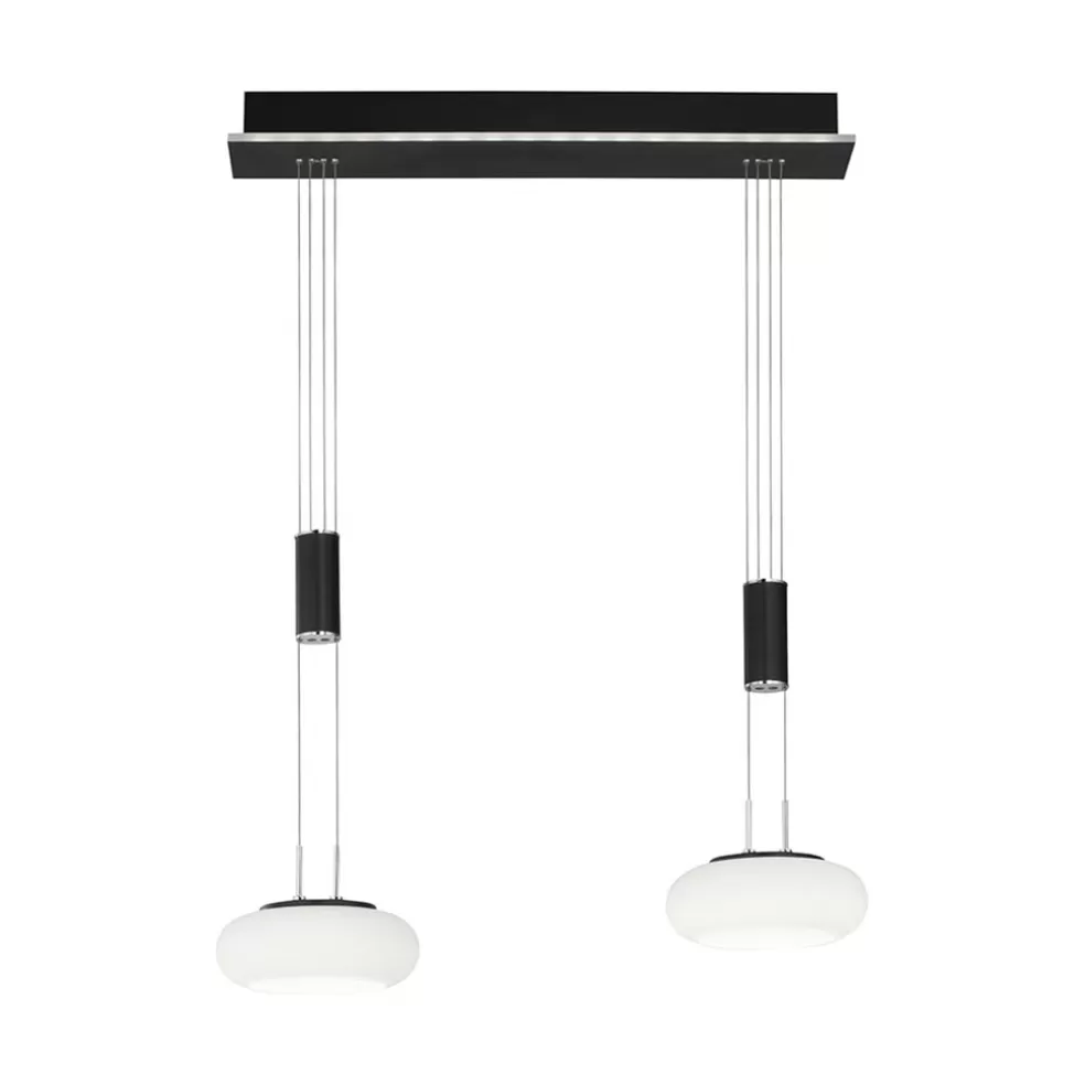 Fashion Straluma Smart hanglamp 2-lichts mat zwart met opaal glas dimbaar