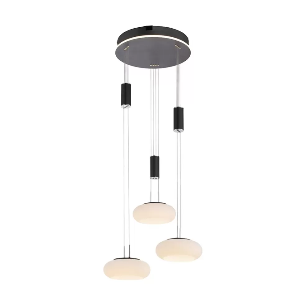 Best Sale Straluma Smart hanglamp rond 3-lichts dimbaar zwart/opaal