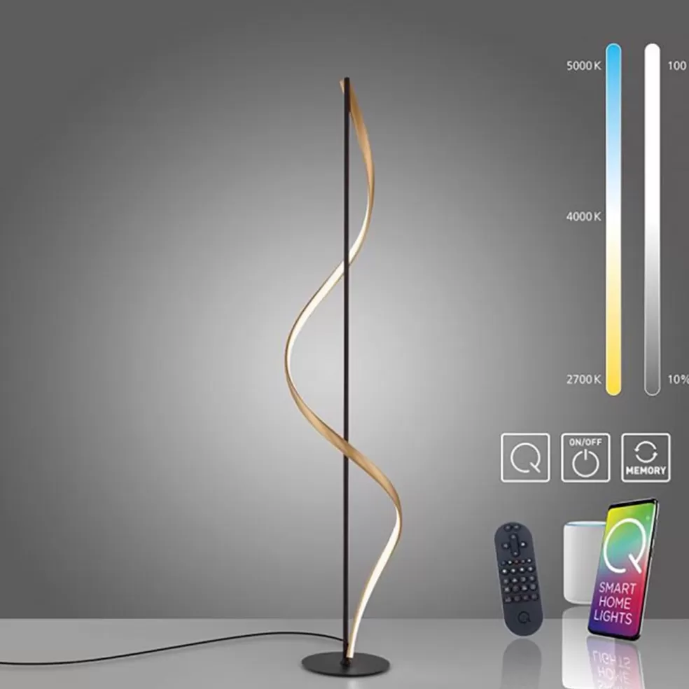 Store Straluma Smart vloerlamp antraciet/goud met memoryfunctie