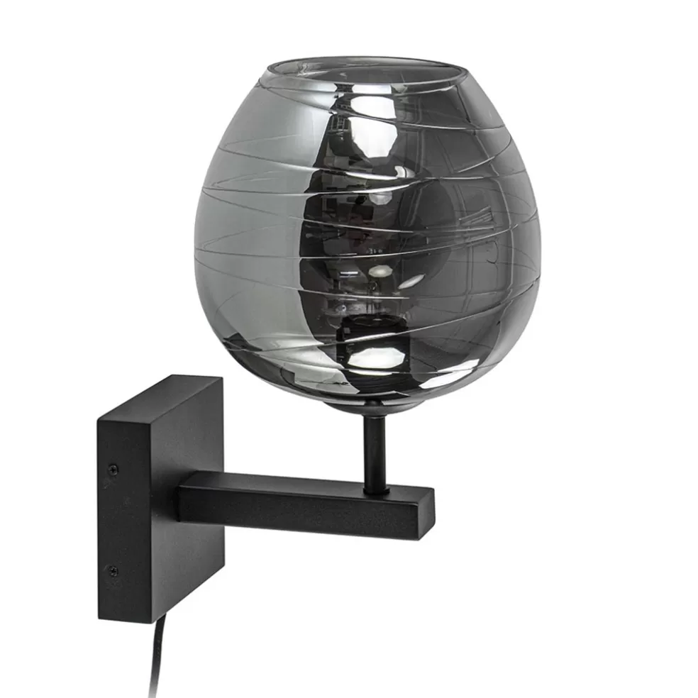 Clearance Straluma Smoke glazen wandlamp met zwart inclusief snoer