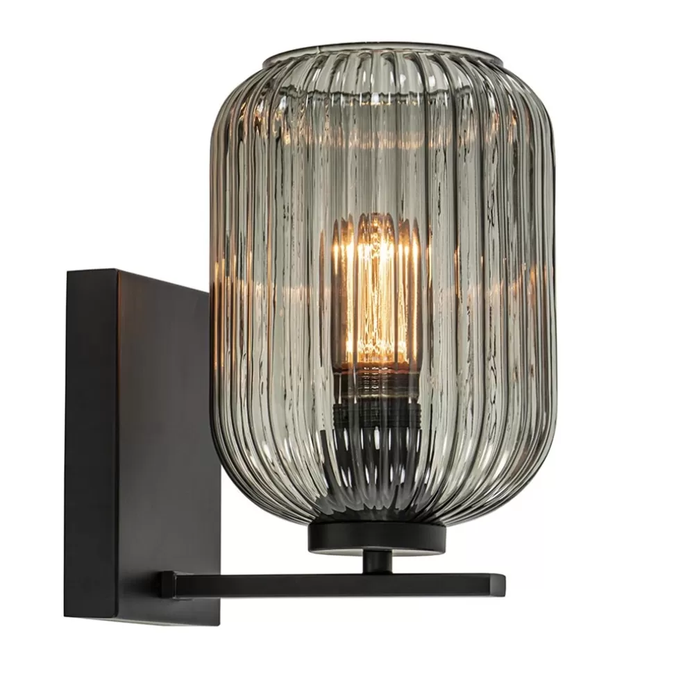 Flash Sale Straluma Smoke glazen wandlamp met zwarte bevestiging