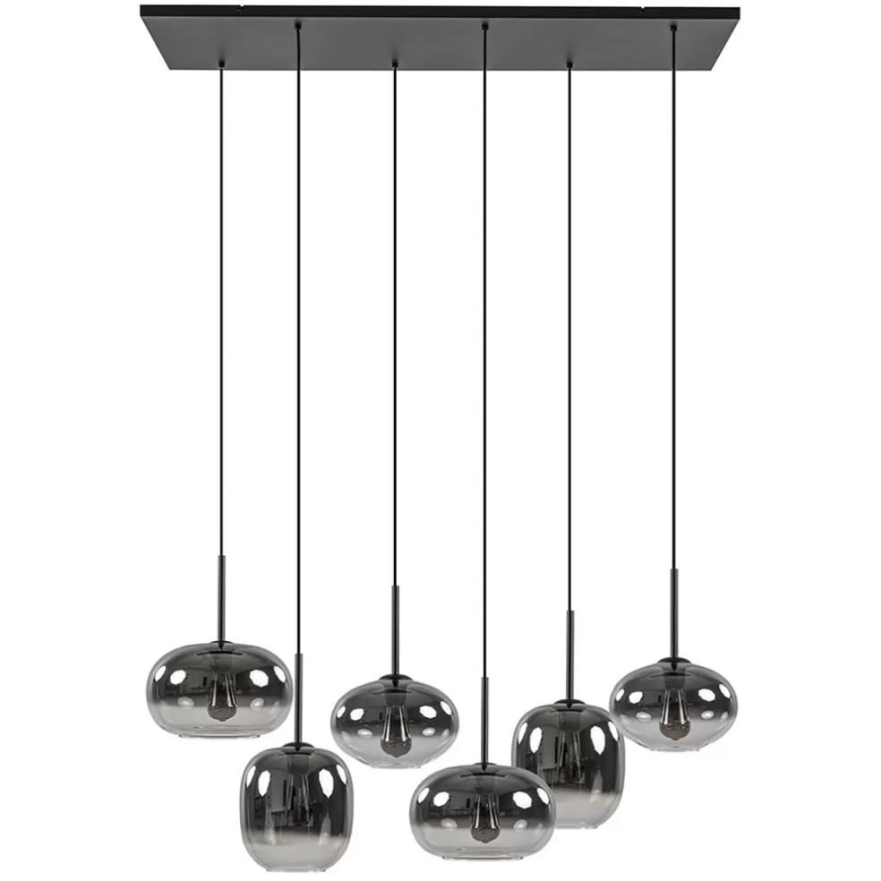 Fashion Straluma Stijlvolle 6-lichts hanglamp zwart met gradiënt smoke glas