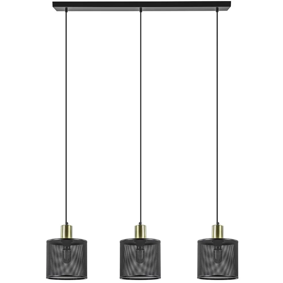 Clearance Straluma Stoere 3-lichts hanglamp mat zwart met goud