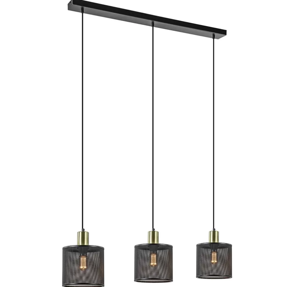 Clearance Straluma Stoere 3-lichts hanglamp mat zwart met goud