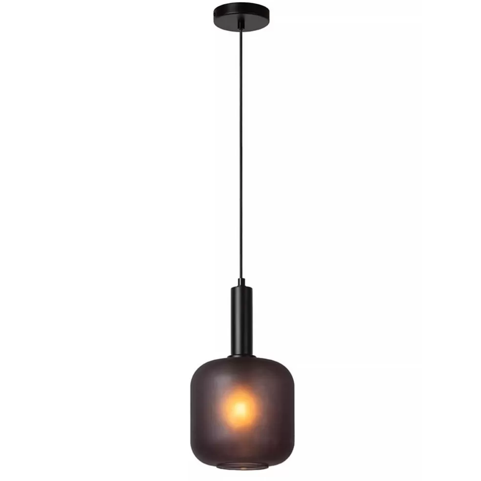 Cheap Straluma Stoere hanglamp zwart met mat zwart glas