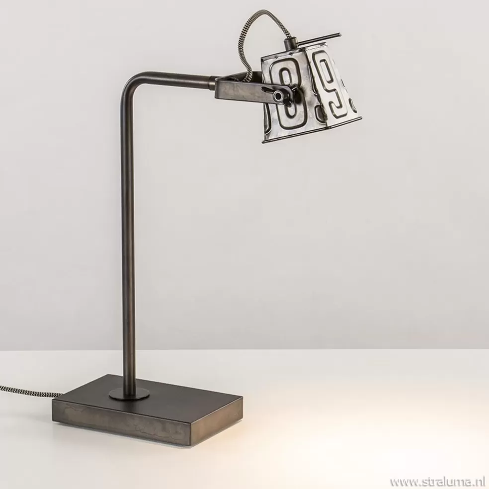 Clearance Straluma Stoere industriele tafel/bureaulamp black steel