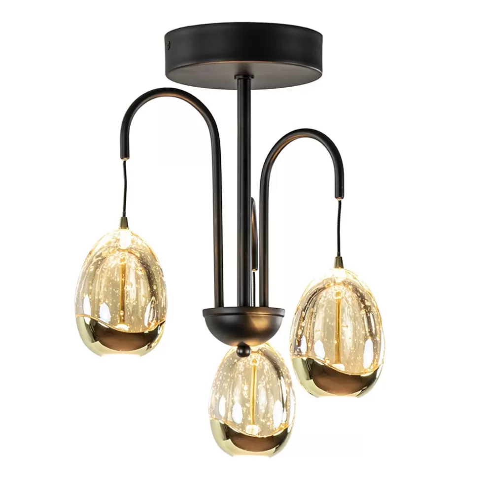 Fashion Straluma Strak klassieke plafondlamp egg goud met zwart