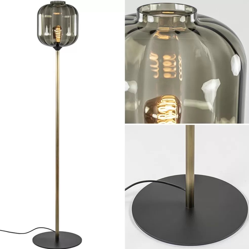 Flash Sale Straluma Strak klassieke vloerlamp brons met zwart en smoke glas