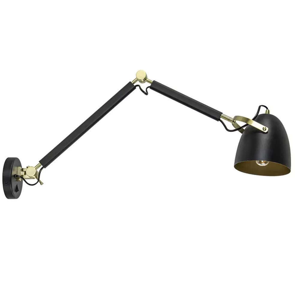 Store Straluma Verstelbare wandlamp mat zwart met gouden details