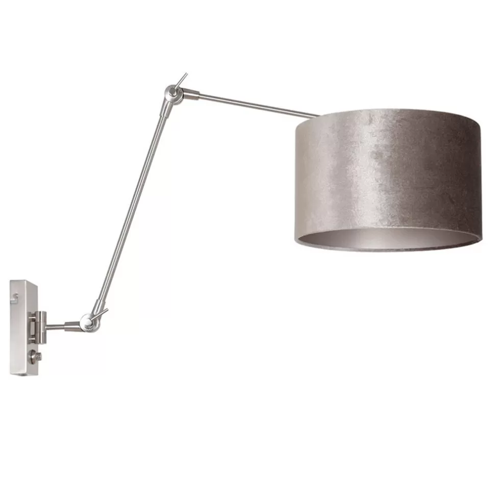 Flash Sale Straluma Verstelbare wandlamp staal met velourse kap zilver