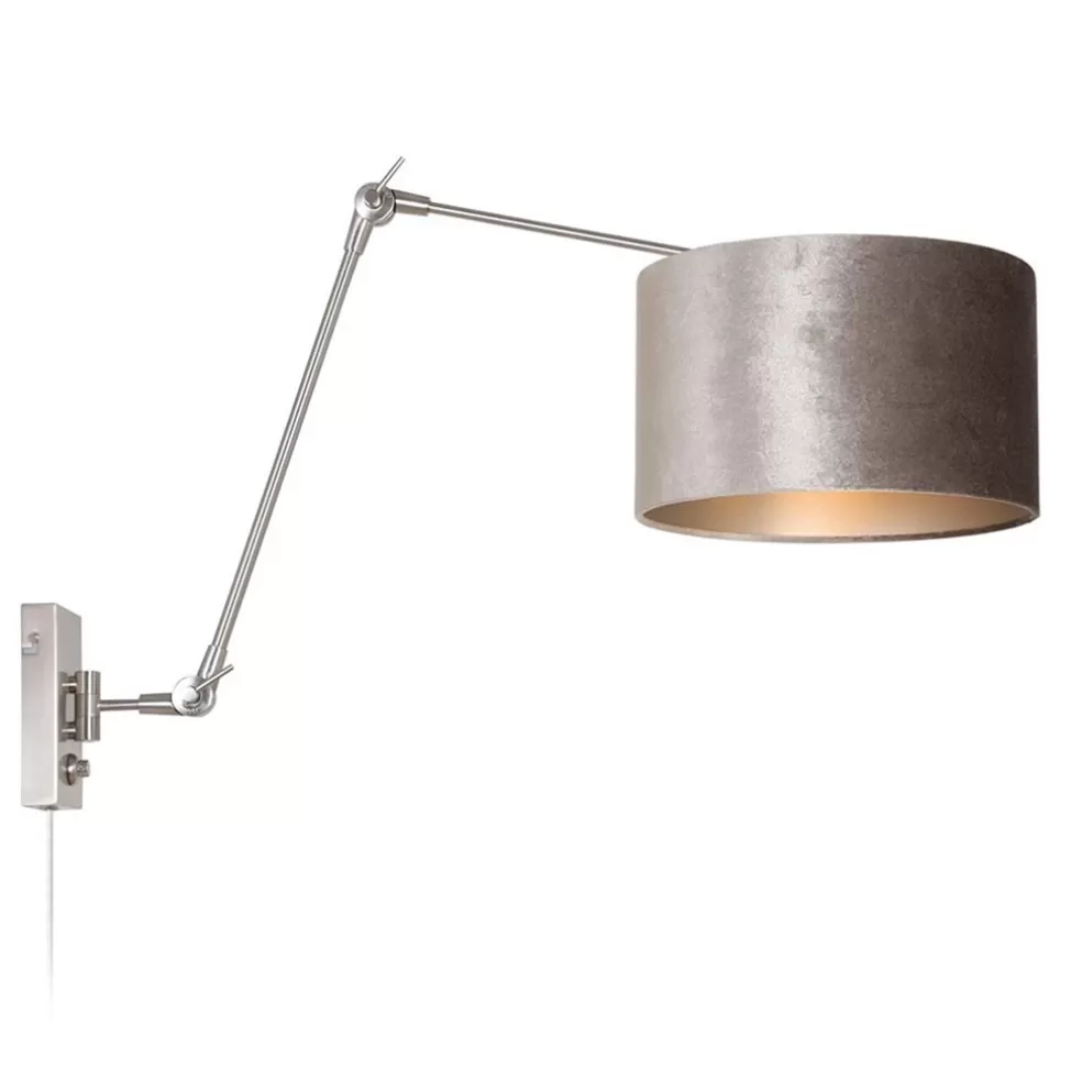 Flash Sale Straluma Verstelbare wandlamp staal met velourse kap zilver