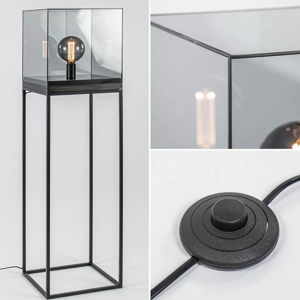 Fashion Straluma Vloerlamp Askjer kubus zwart/smoke glas