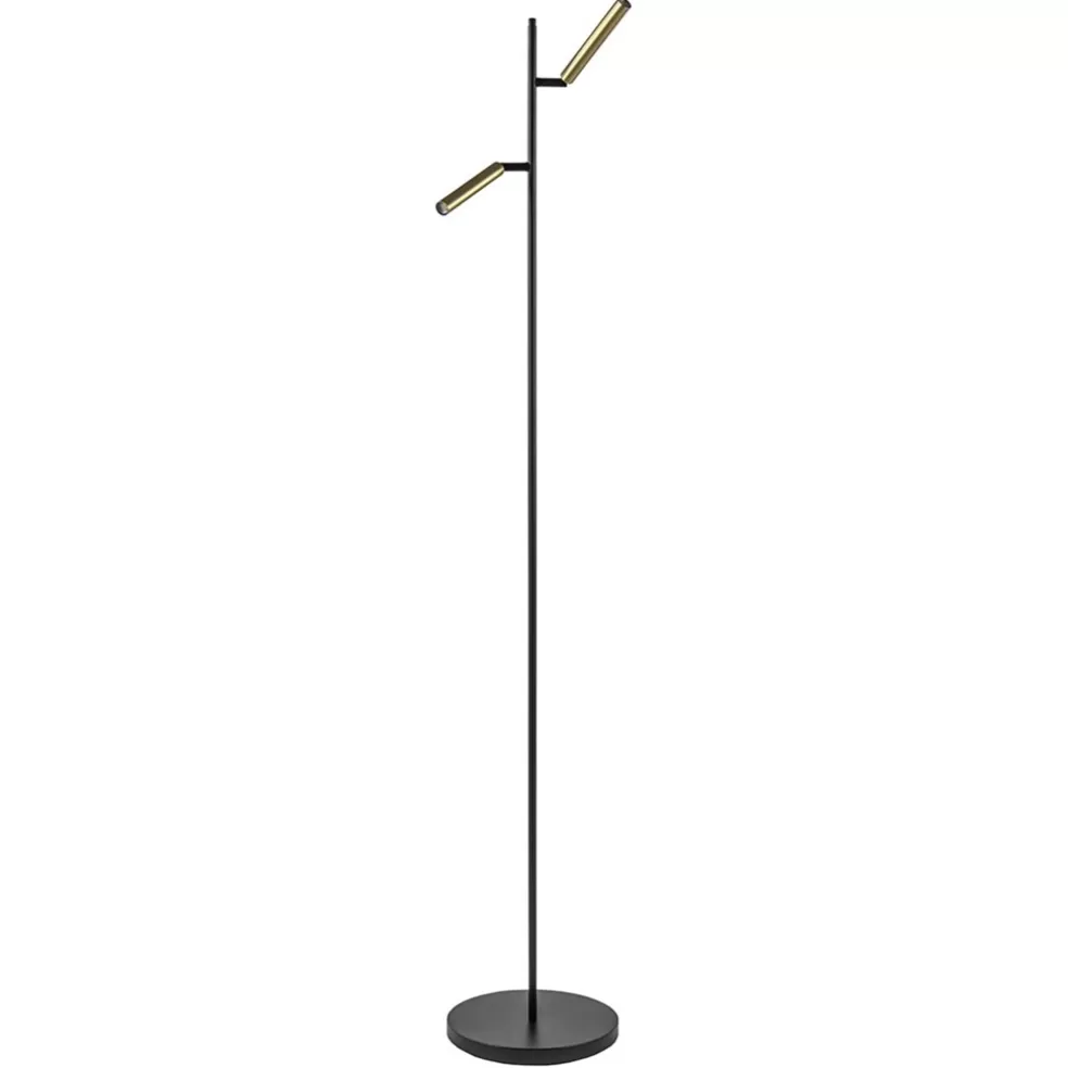 Shop Straluma Vloerlamp Flute 2l zwart/matgoud pushdim