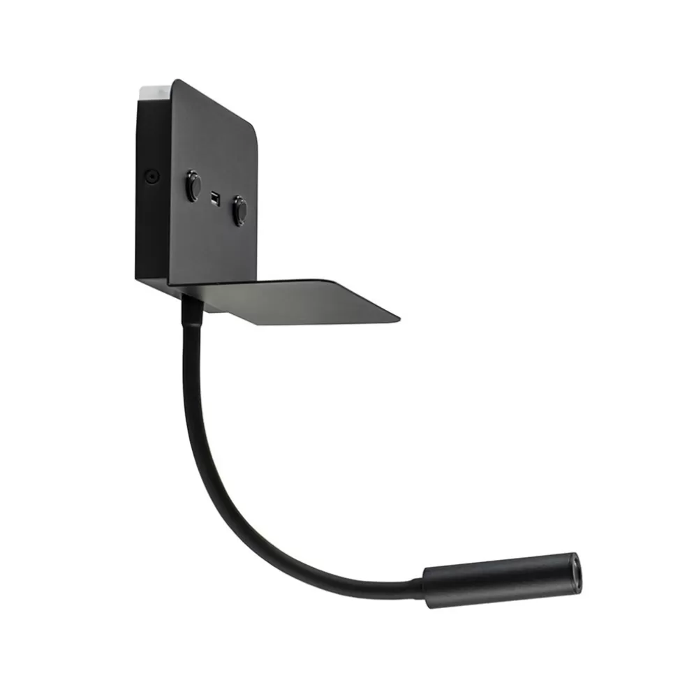 Cheap Straluma Wandlamp bed zwart flex + USB charger