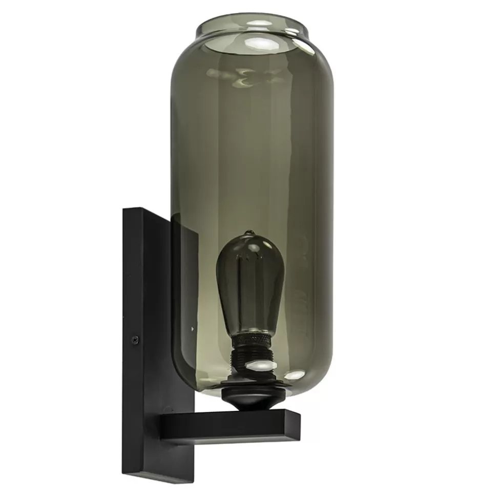 Online Straluma Wandlamp Lett zwart + smoke glas