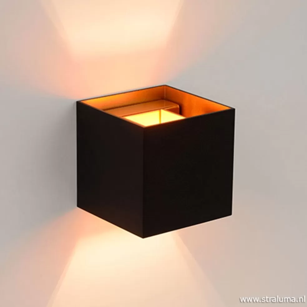 Online Straluma Wandlamp Xio kubus zwart/goud inclusief G9