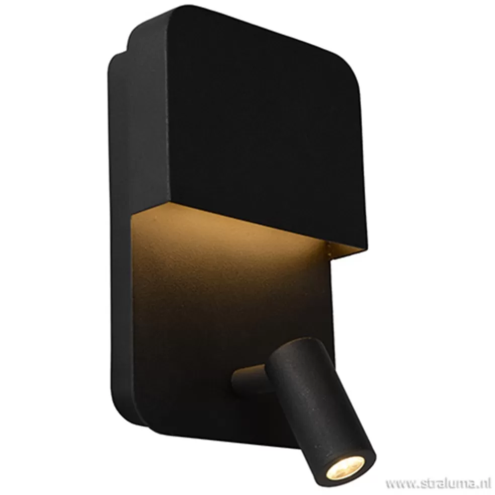 Cheap Straluma Wandlamp zwart + leesspot en usb