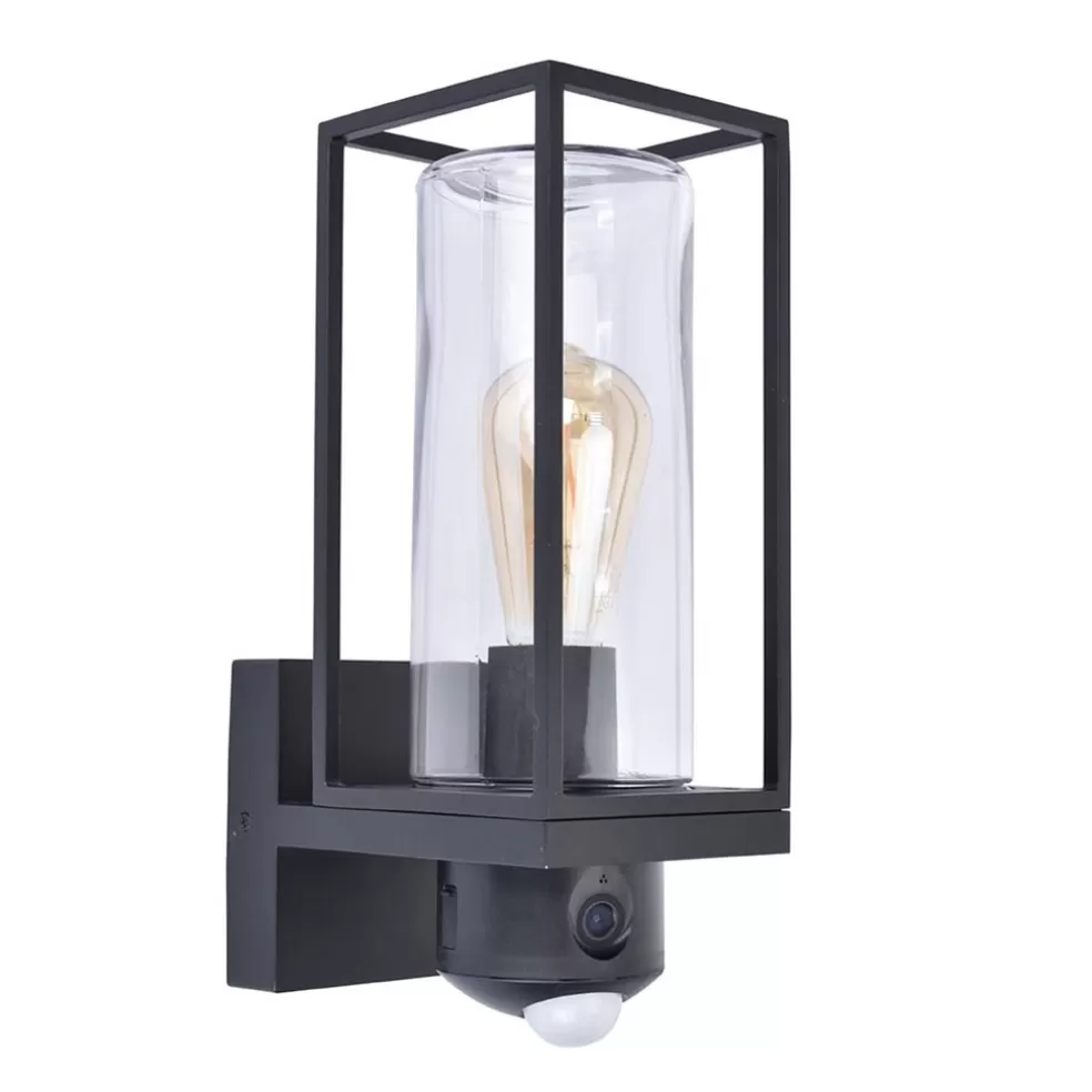 Best Sale Straluma Zwarte buitenlamp rechthoek met glas en camera