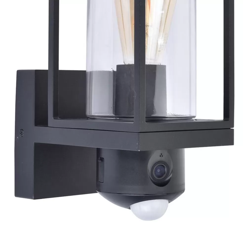 Best Sale Straluma Zwarte buitenlamp rechthoek met glas en camera