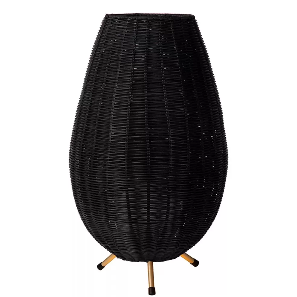 Best Sale Straluma Zwarte rotan tafellamp met gouden driepoot